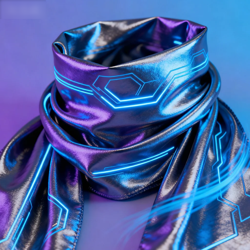ネオン回路柄 ホログラフィックスカーフ バンダナ風