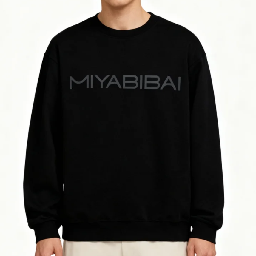 MIYABIBAI ロゴプリント クルーネックスウェット メンズ/ユニセックス ブラック