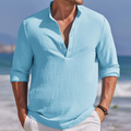 春秋メンズ高弾性シャツ 抗シワリネンカラービジネスカジュアルロングスリーブ