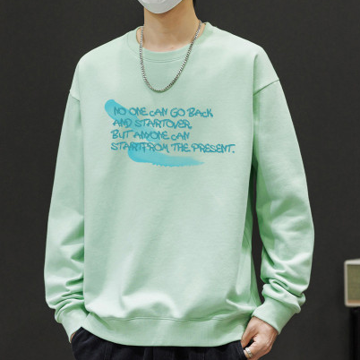 シンプル高級感メンズルーズロングスリーブTシャツ