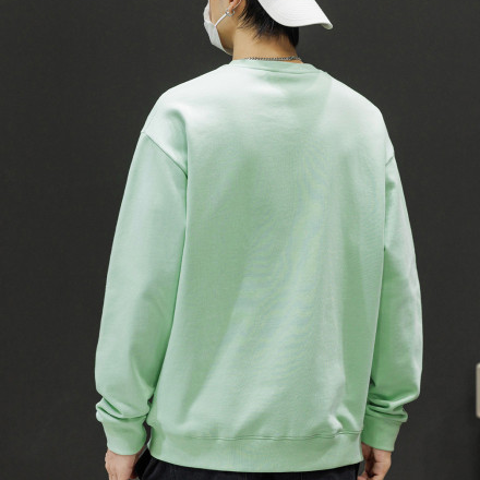 シンプル高級感メンズルーズロングスリーブTシャツ