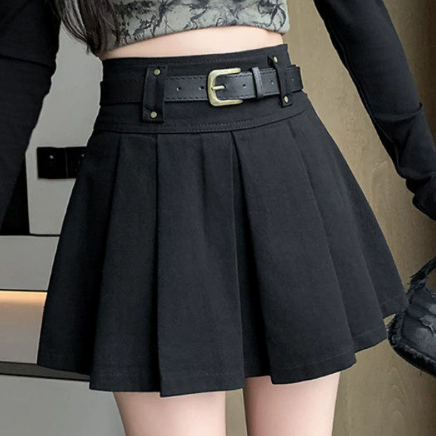 2025秋冬新作黒色プリーツスカート