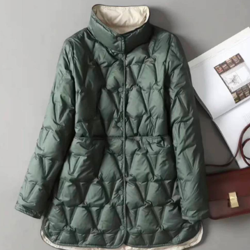 2025年冬新作レディース中ロングリバーシブル薄型ダウンジャケット 最大200斤まで着用可能