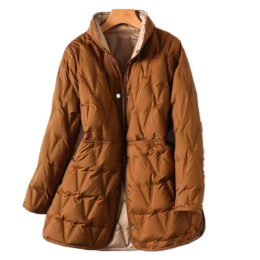 2025年冬新作レディース中ロングリバーシブル薄型ダウンジャケット 最大200斤まで着用可能